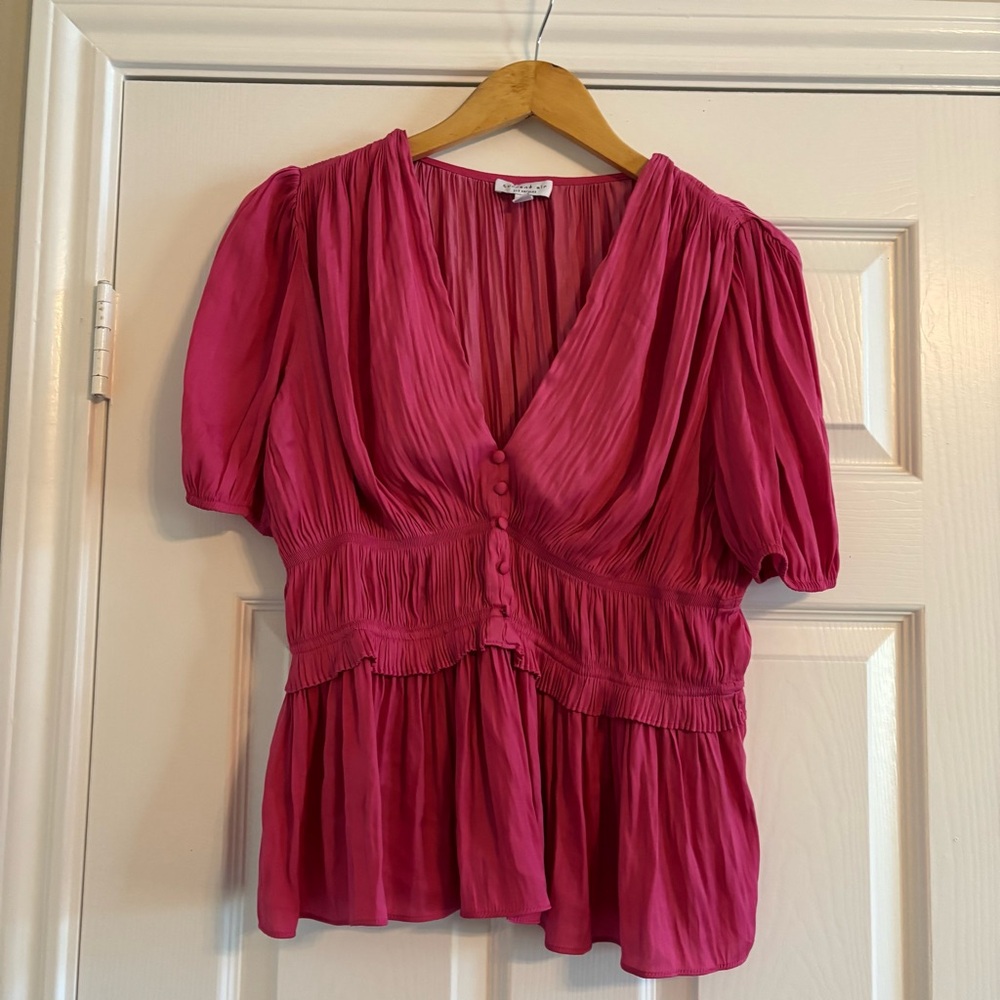 Current Air Hot Pink Peplum Ribbed Top